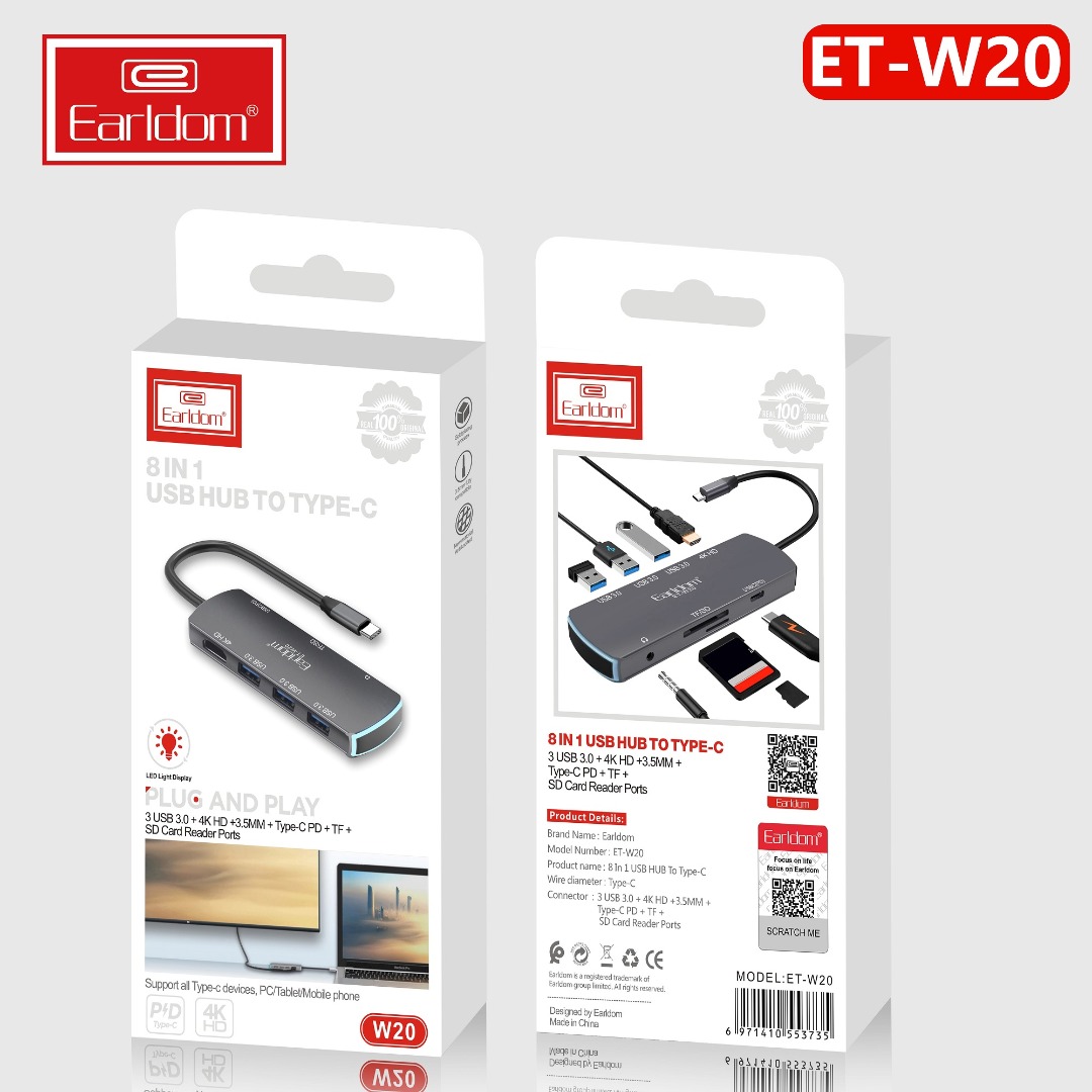 هاب 8 پورت USB-C ارلدام مدل ET-20W