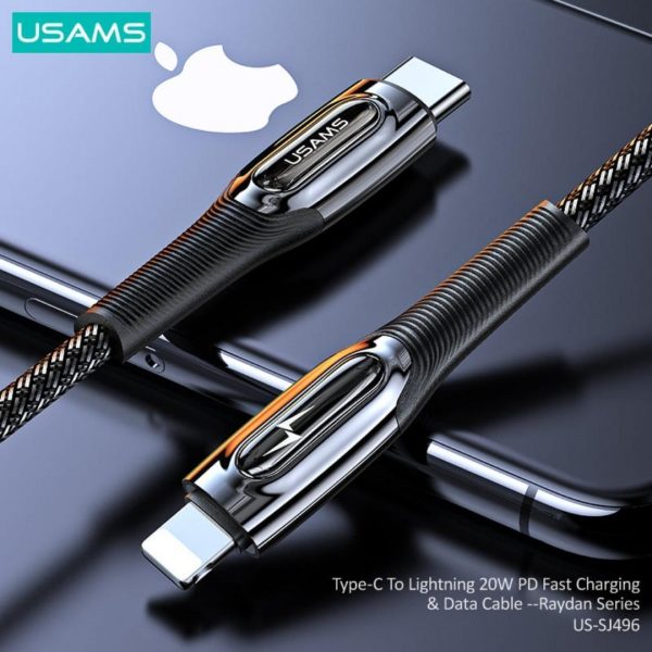 کابل تبدیل لایتنینگ به USB-C یوسمز مدل US-SJ496 طول 1.20 سانتی‌متر