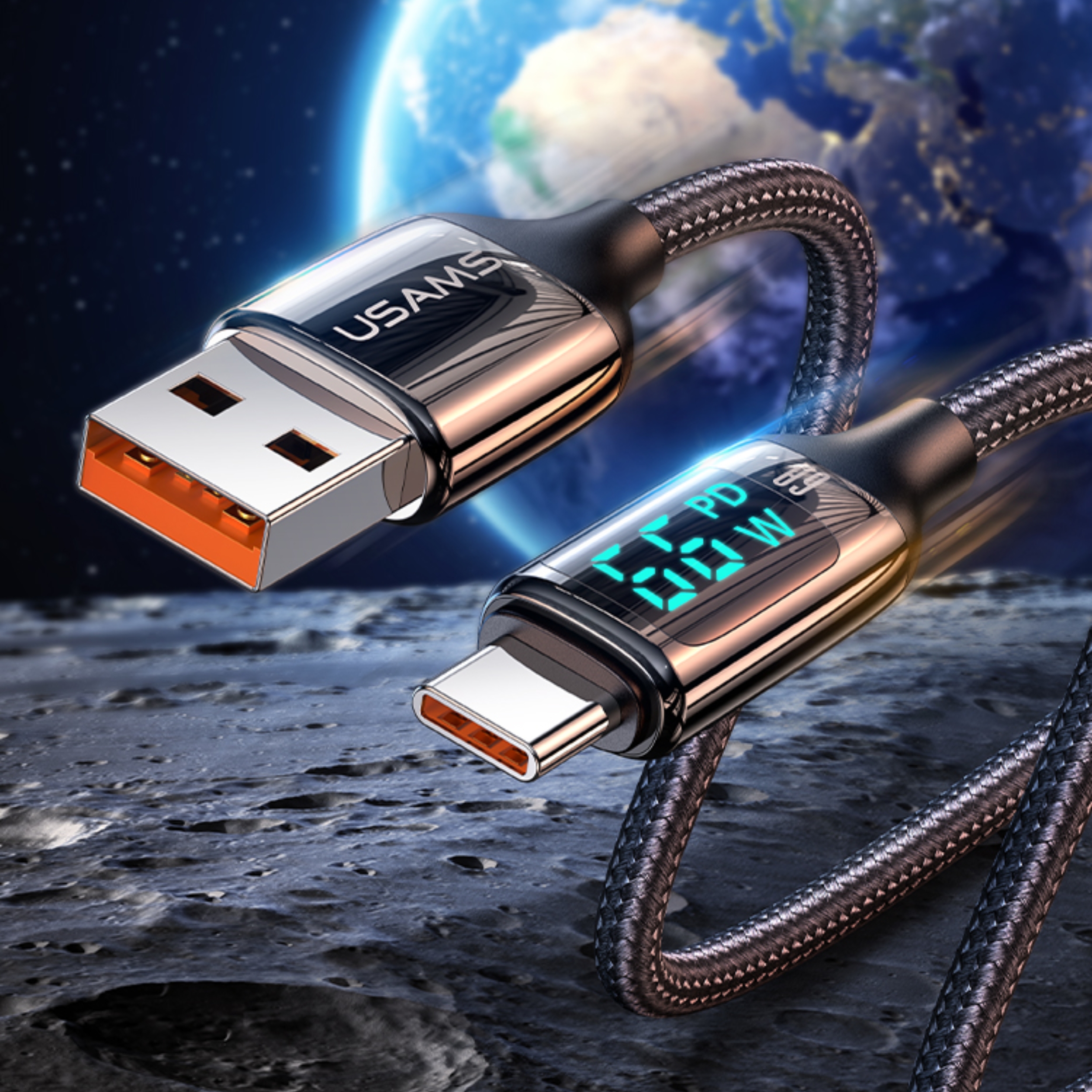 کابل تبدیل USB به USB-C یوسمز مدل US-SJ544-66W طول 1.2 متر