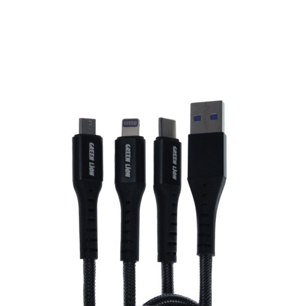 کابل تبدیل USB به USB-C/لایتنینگ /MicroUSB گرین لاین مدل Braided طول 1 متر
